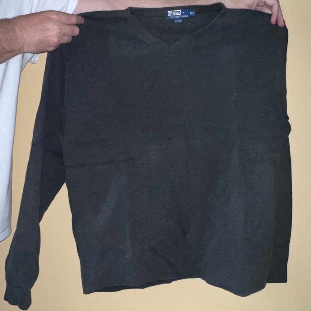 Men’s polo by Ralph Lauren V-Neck Pullover/Sweater, Size: XXL, Color: Gray
